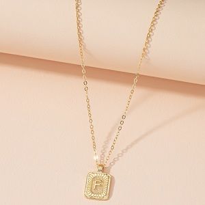 Simple square letter pendant necklace F